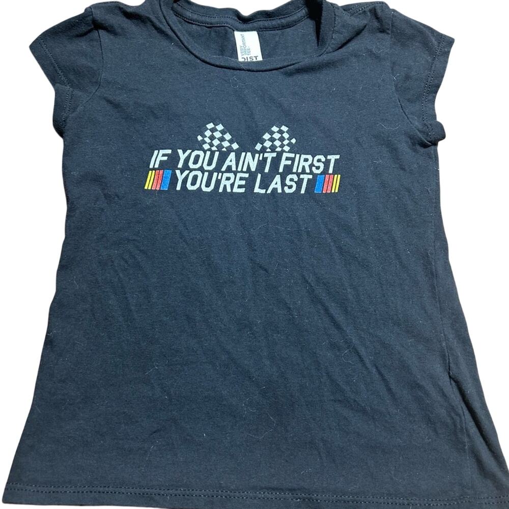 Black Kids T-Shirt with Racing Graphic